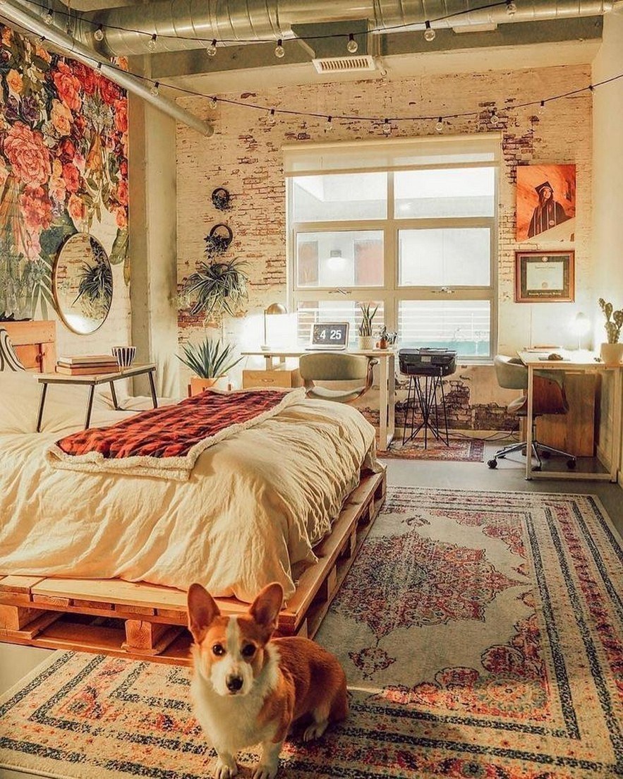 phòng ngủ Vintage: Thảm hoa văn thổ cẩm